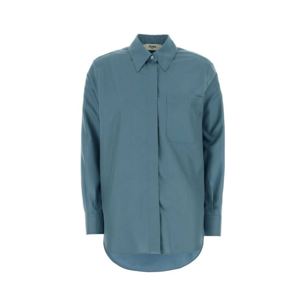 Fendi Women Air Force Blue Silk Shirt